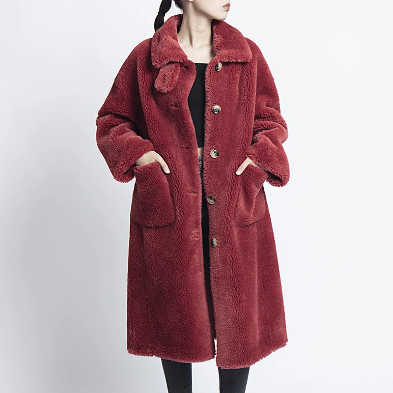 Abrigos mujer invierno, зимнее пальто из искусственного меха, 30% овечий мех, плюшевая куртка, женские длинные меховые пальто
