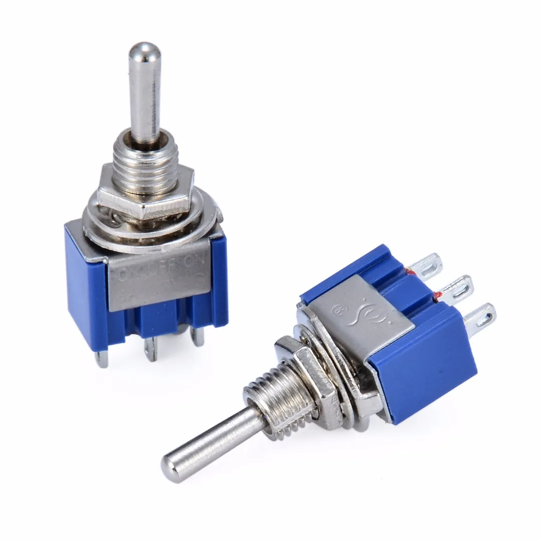

10pcs Dark Blue 3-Position SPST Latching Switch Mini Toggle Switches 6A 125VAC/3A 250VAC For Switching Lights Motors Mayitr