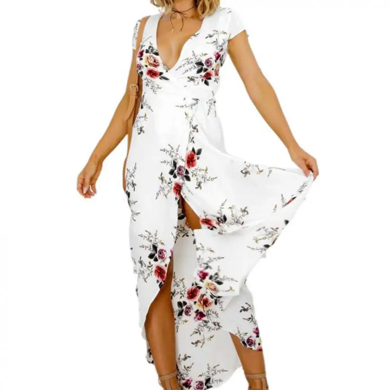 Женское пляжное платье с V образным вырезом и принтом|beach dress|print dressbrand dress |