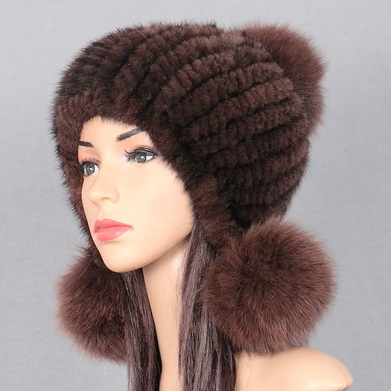 Шапка из меха норки женская зимняя теплая шапка с лисьим шариком|hat hat|hat helmethat new |