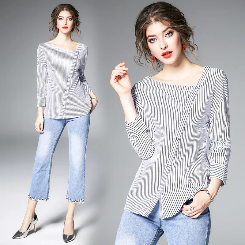 

Blouse 2021 Spring Fall V Neck Long Sleeve Top Blouses