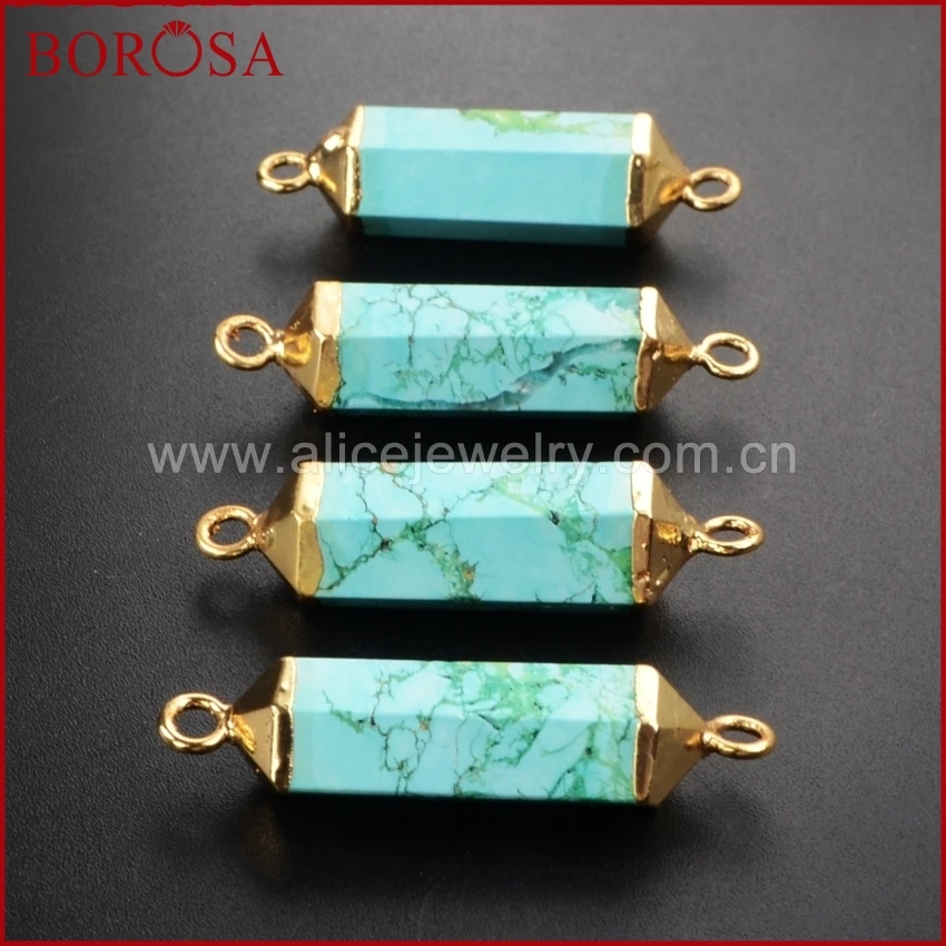 Фото BOROSA шестигранник синий How-lilte камень Шарм Разъемы кулон Howlite Druzy Кулон DIY ювелирных изделий драгоценные камни для женщин WX053 №5