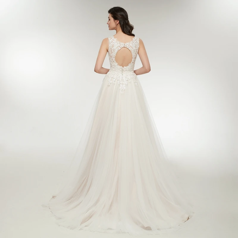 Vestido De Noiva 2021 V образным вырезом фатиновое платье с низким на спине кружевные