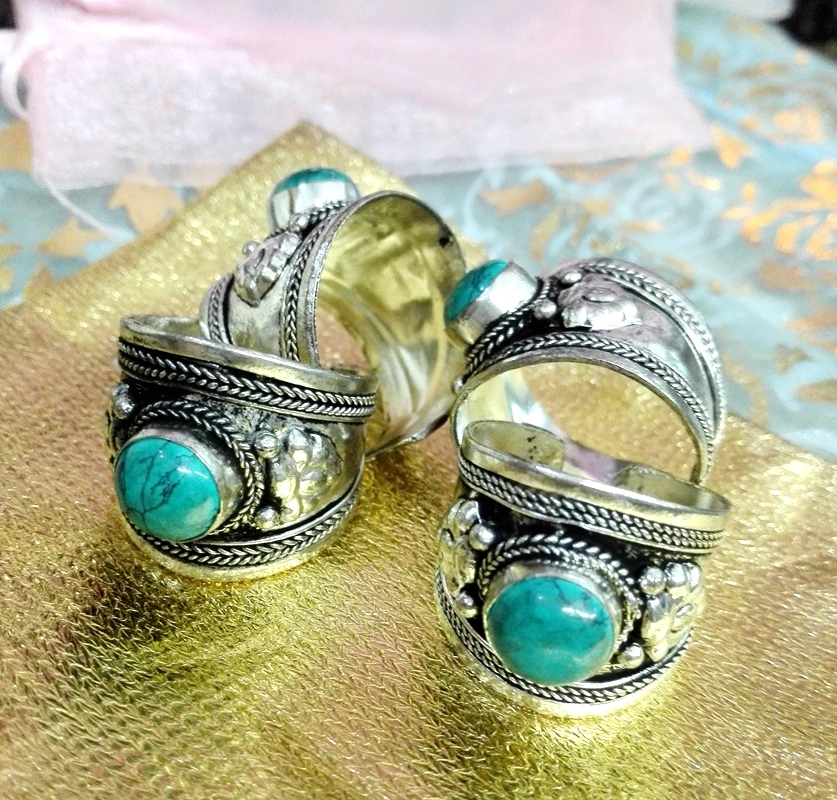 Модный Ювелирный камень кольцо из бисера старое тибетское серебро буддизм