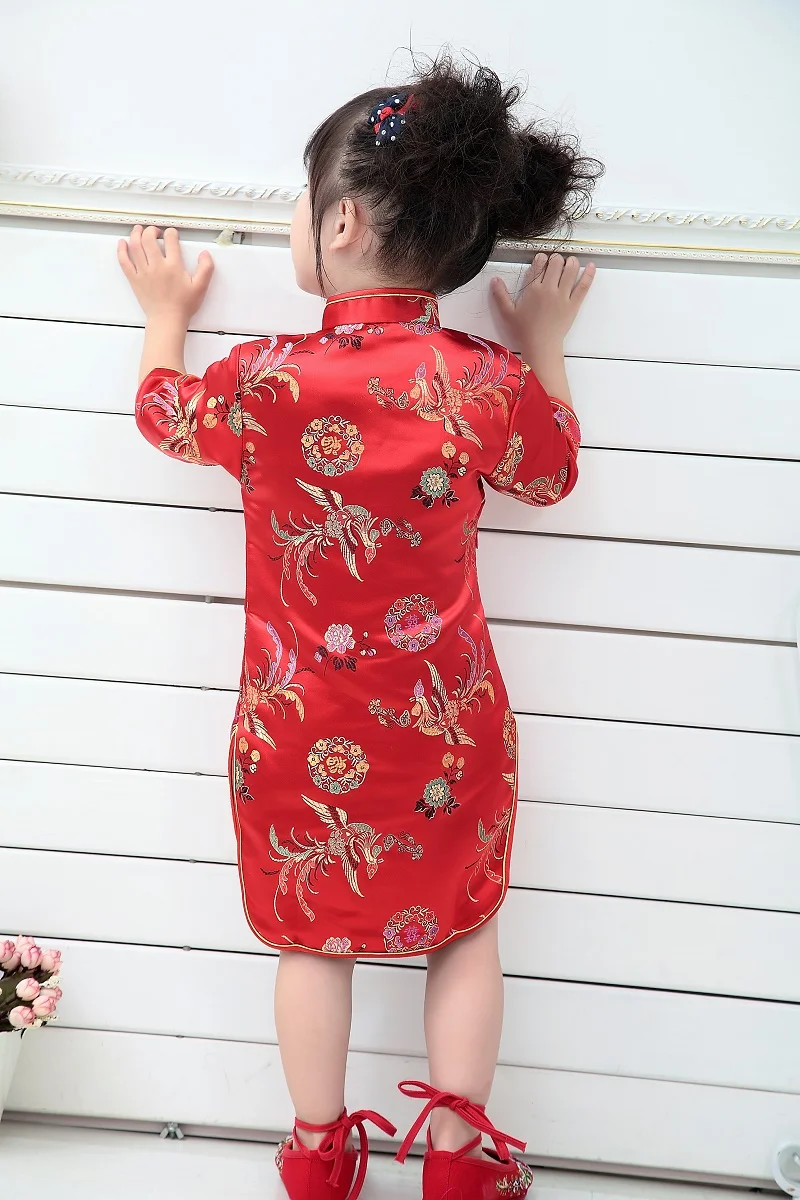 2021 Qipao летнее платье для маленьких девочек с рукавом три четверти детская одежда