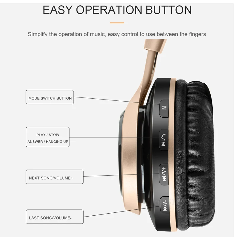 Беспроводные складные наушники с микрофоном для ПК мобильный телефон Mp3 Bluetooth