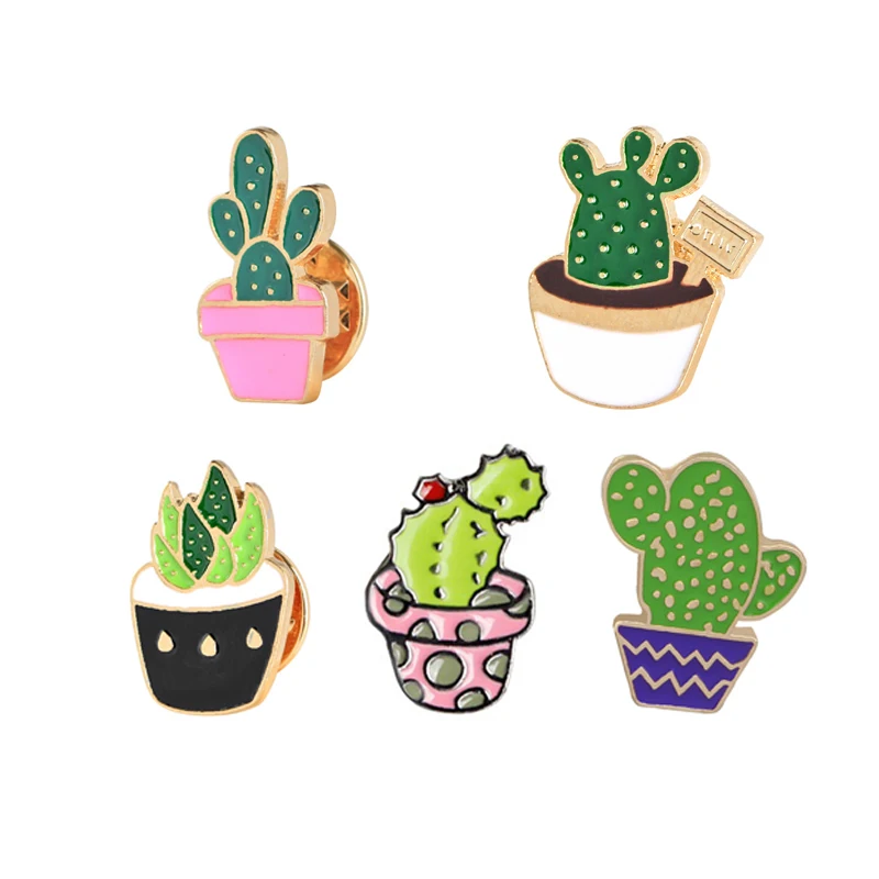Милые эмалированные металлические значки в мультяшном стиле броши горшке