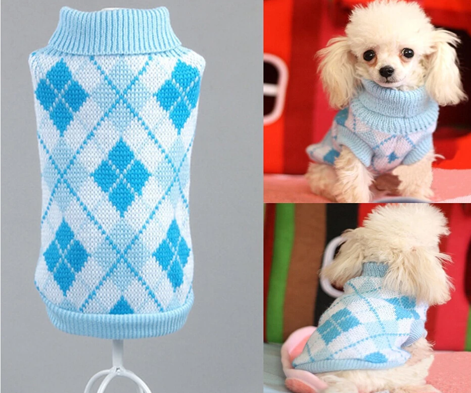 Джемпер в форме алмаза трикотажное пальто для маленьких щенков домашних