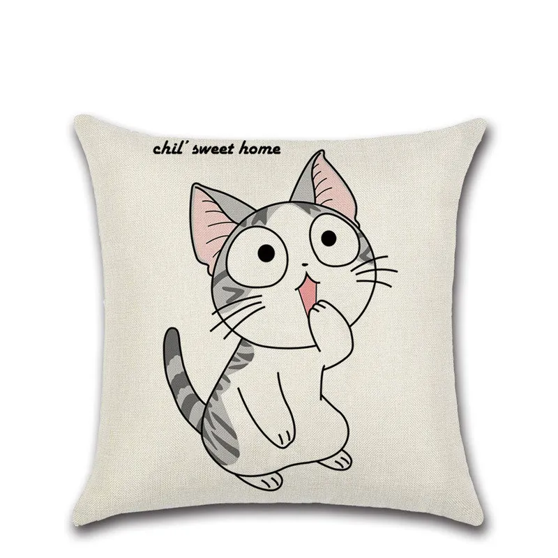 Cartoon black white cute lovely cat printed Cushion Cover Decoration Home house sofa shop seat Pillow case friend children gift | Дом и сад