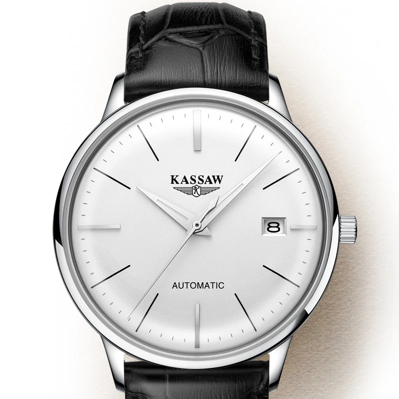 Швейцария cassaw мужские часы люксовый бренд Perpetual Calender Авто Механические Мужские часы Сапфировая кожа Relogio Masculino - Цвет: K866GA
