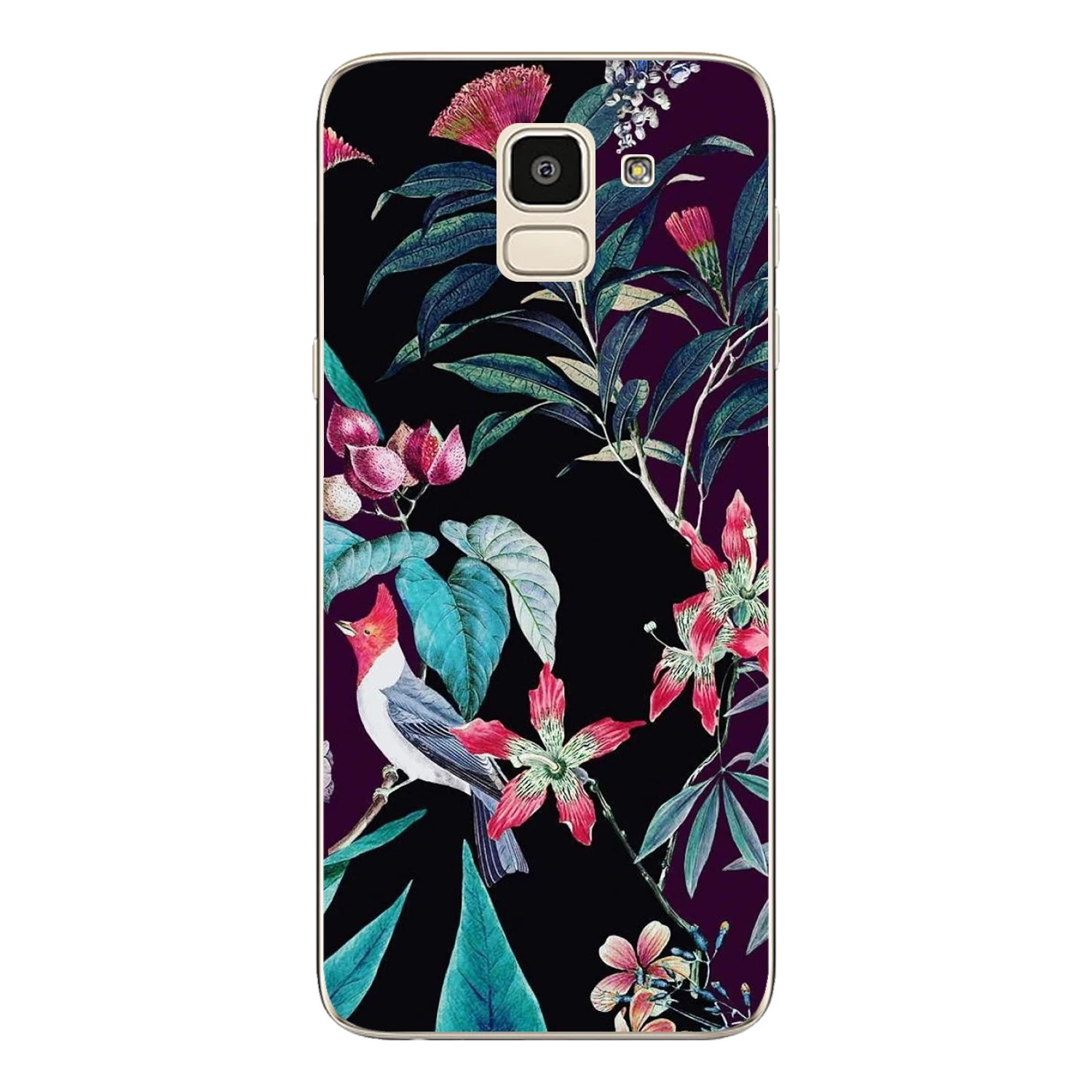 For Samsung Galaxy J6 2018 Case Cover EU 5.6&quot J600 J600F Soft TPU Silicone Cute Color Flamingo Rose Flower Painted Phone |