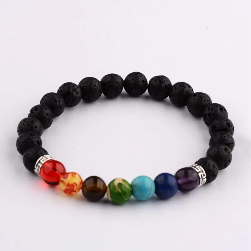 Fashion 8MM Natural Matte Stone Reiki  Beads Charm Beaded 7 Chakra Bracelets