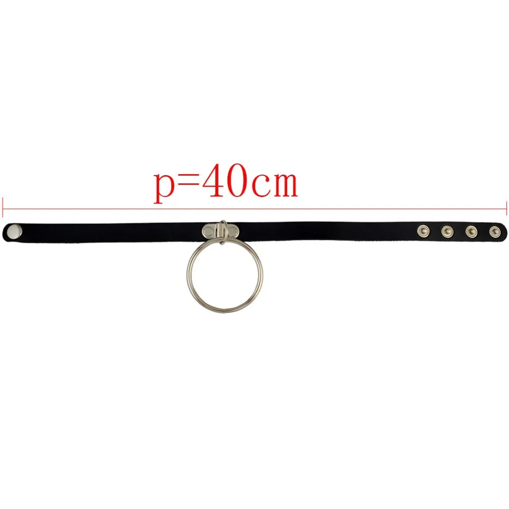 Панк-Стиль Черный Кожаный Серебряный Большой Круглый Кулон Ожерелье Готический