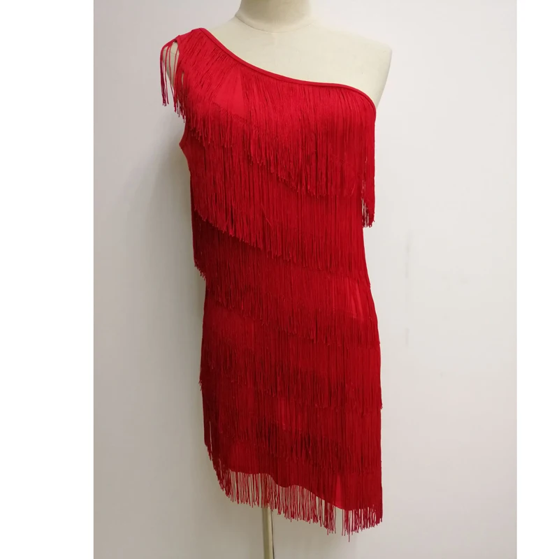 1920s Flapper Charleston маскарадный костюм красный с одним плечом бахромой платье Гэтсби