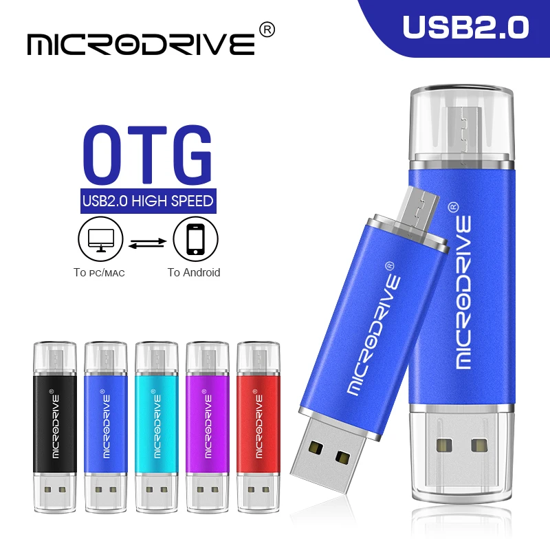 2 в 1 OTG флеш-накопитель металлический USB цветной 4 ГБ 8 16 32 64 смарт-карты памяти pendrive