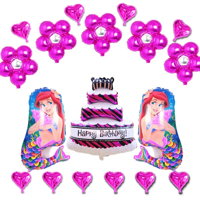 18pc pink set P11 18 шт./лот) фольгированный воздушный шар в комплекте, воздушный шар принцессы Рапунцель и цветочный торт глобус для Рапунцель, вечерние воздушные шары - Цвет: 18pc pink set P11