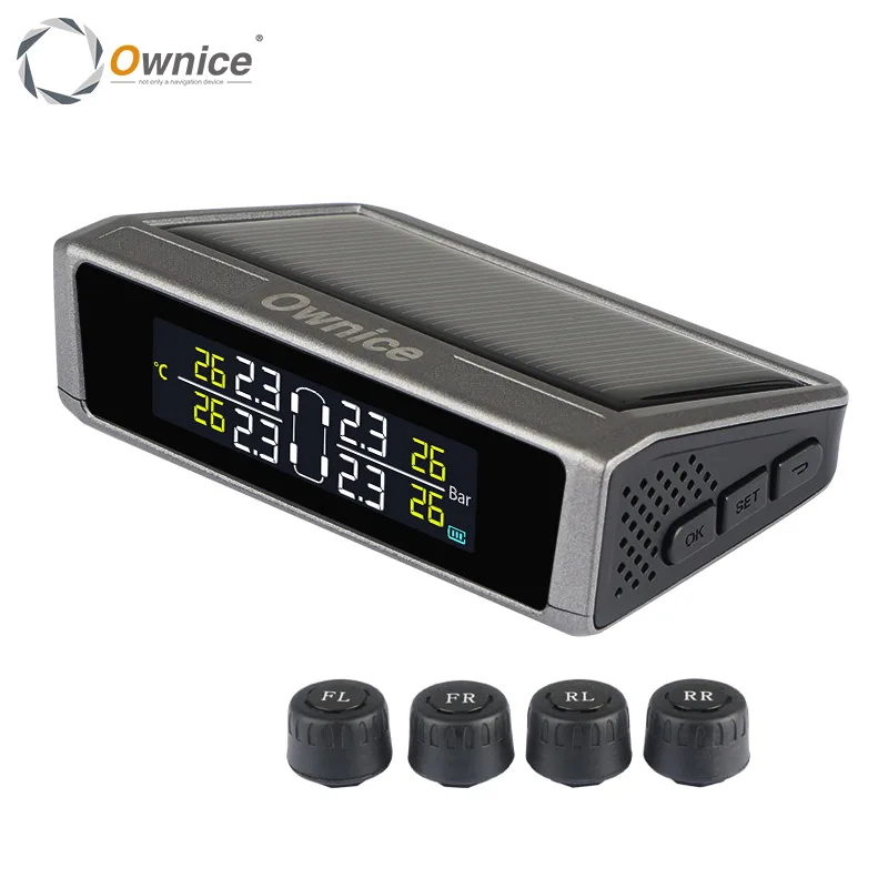 External TPMS Ownice автомобильная система контроля давления в шинах на солнечных батареях внутренний внешний датчик беспроводная система контроля давления в шинах цифровой ЖК-дисплей цветной дисплей - Тип: External TPMS