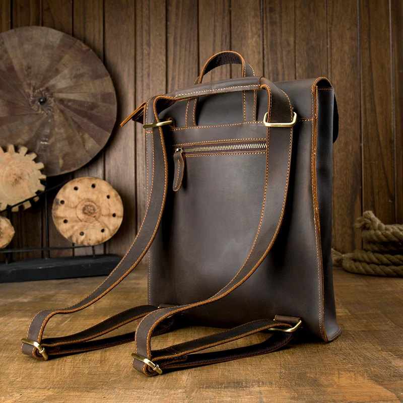 Мужской рюкзак ручной работы из кожи с натуральным лицевым покрытием для школы