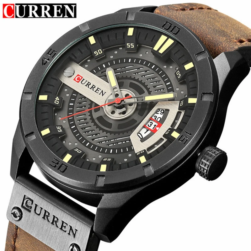 

CURREN Top Brand Luxury Men date display Leather creative Sport Quartz Wrist Watches relogio masculino Dropshipping 8301
