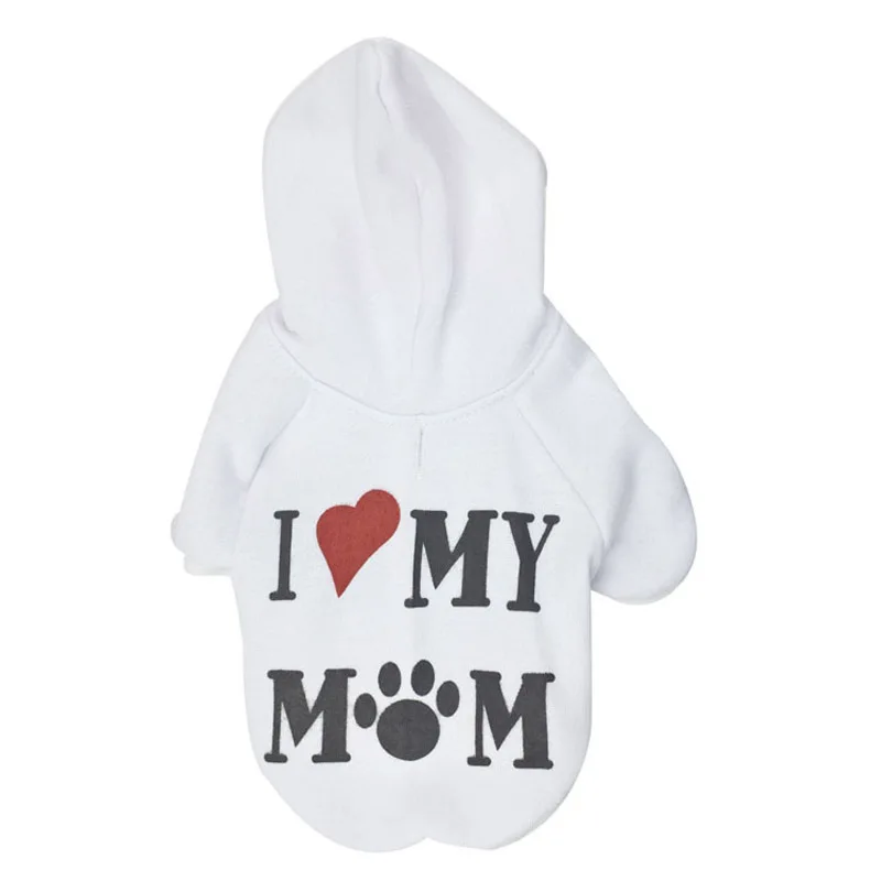 Свитер с надписью I love Mom для маленьких собак домашних животных кошек толстовка