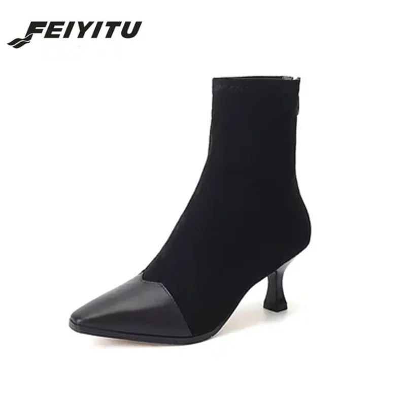 Feiyitu/Новинка Женская обувь Ботильоны на высоком каблуке Высококачественная