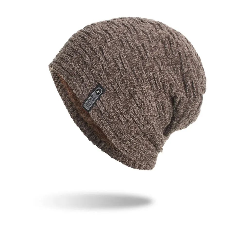 Khaki Beanies Joymay новые зимние шапочки Neack теплый набор унисекс Простой теплый мягкий шарф череп вязаная шапка шапки Touca Gorro шапка s WM107 - Цвет: Khaki Beanies