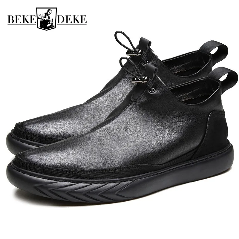 Designer Luxury Man Shoes 2021 New Arrival Man Genuine Leather Loafers Fashion Side Zip Warm Casual Shoes Black Platform Shoes
