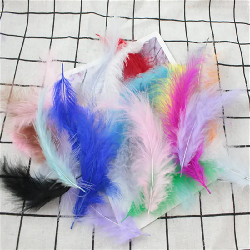 mix colour 50pcs Перья индейки 50 шт 4-6 дюймов 10-15 см куриные Шлейфы перья индейки Марабу для карнавала Хэллоуин Рождество DIY Ремесло Декор - Цвет: mix colour 50pcs