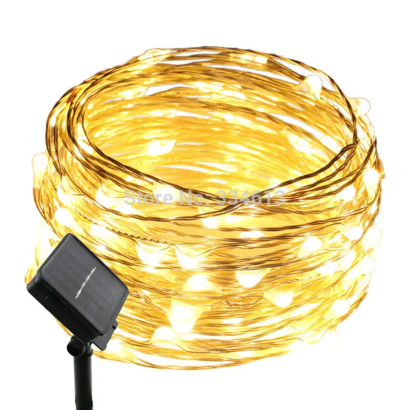 Led на солнечных батареях 10 м/33 фута 100 светодиодов наружная медная проволока с