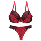 Комплект женского кружевного нижнего белья, бюстгальтер пуш-ап, однотонный, 6 цветов, размеры 34, 36, 38, 40, 42