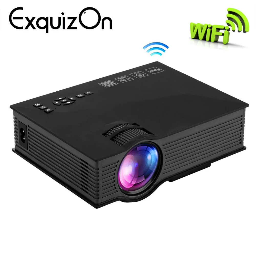 Uc46 + uc46 Беспроводной WI FI мини Портативный проектор 1200 люмен 800x480 Full HD светодиодный
