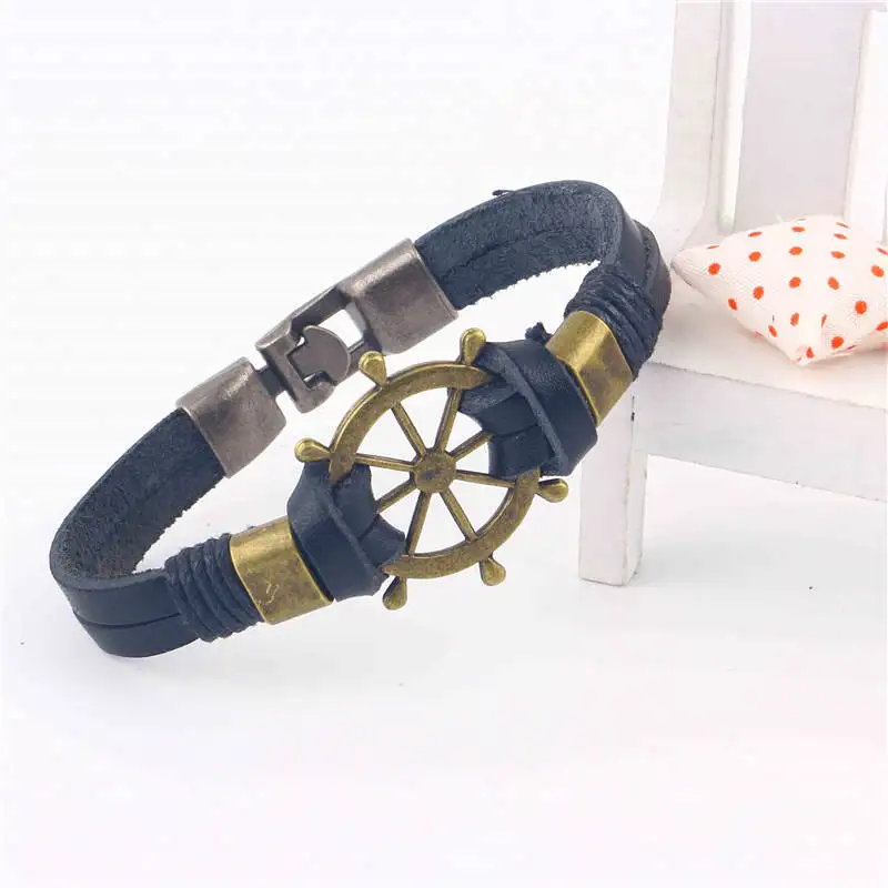 Кожаный браслет для мужчин в старинном стиле|leather bracelet anchor|bracelet anchoranchors for men |
