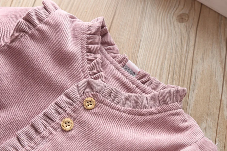 Новое однотонное платье для малышей, vestido infantil платье с длинными рукавами для девочек осенне-зимнее бархатное детское цельнокроеное платье, подарок