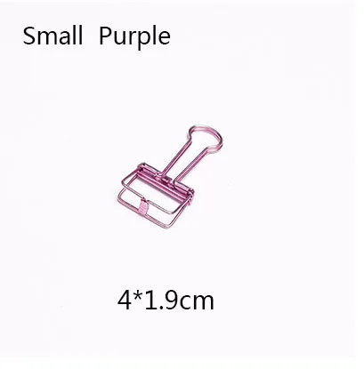 Small Purple Милые цветные большие металлические скрепки Kawaii для студентов, канцелярские аксессуары, школьные принадлежности 6611 - Цвет: Small Purple
