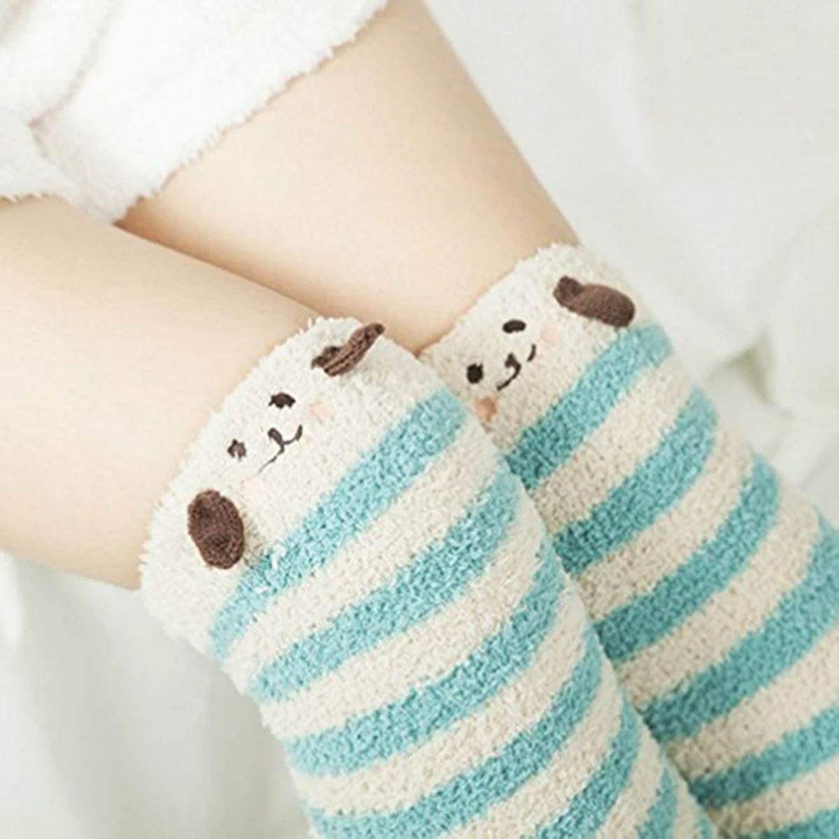 Kawaii/японские Гольфы с принтом животных милые длинные гольфы в полоску компрессионные зимние теплые носки Medias