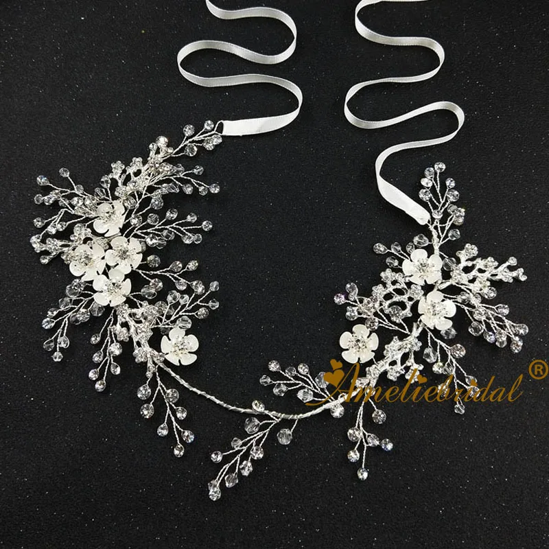 Изысканная женская серебряная лоза для волос Свадебная Хрустальная тиара Бохо