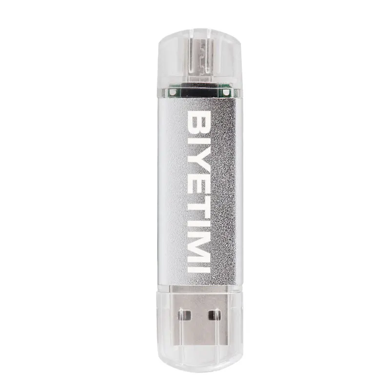 Usb флеш-накопитель BIYETIMI Corlorful OTG, 8 ГБ, 16 ГБ, 32 ГБ, 64 ГБ, карта памяти Usb, 2,0, флешка флеш-накопитель для смартфона - Цвет: Серебристый