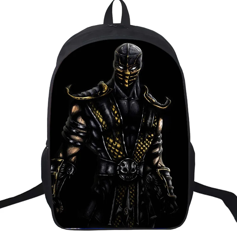 Скорпион в Mortal Kombat X Mask школьные сумки 16 дюймов для студентов мальчиков девочек Школьный рюкзак детский дорожный рюкзак подарок