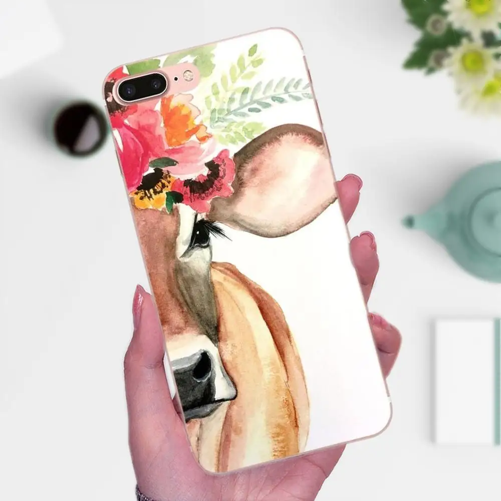 Чехол с изображением акварельной живописи коровы для Xiaomi Mi3 Mi4 Mi4C Mi4i Mi5 Mi 5S 5X 6 6X 8 SE A1 Max Mix 2 Note 3 4.
