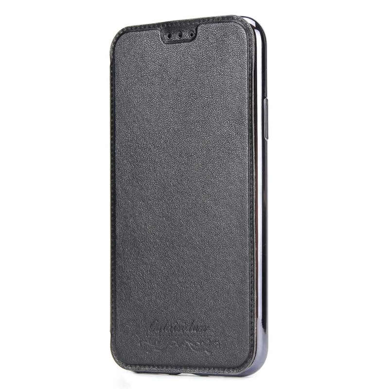 Гальванический кожаный бумажник флип чехол для телефона для iPhone X 8 7 6 6S Plus 5 5S SE Мягкий ТПУ чехол держатель для карт для iPhone XS Max XR - Цвет: Black