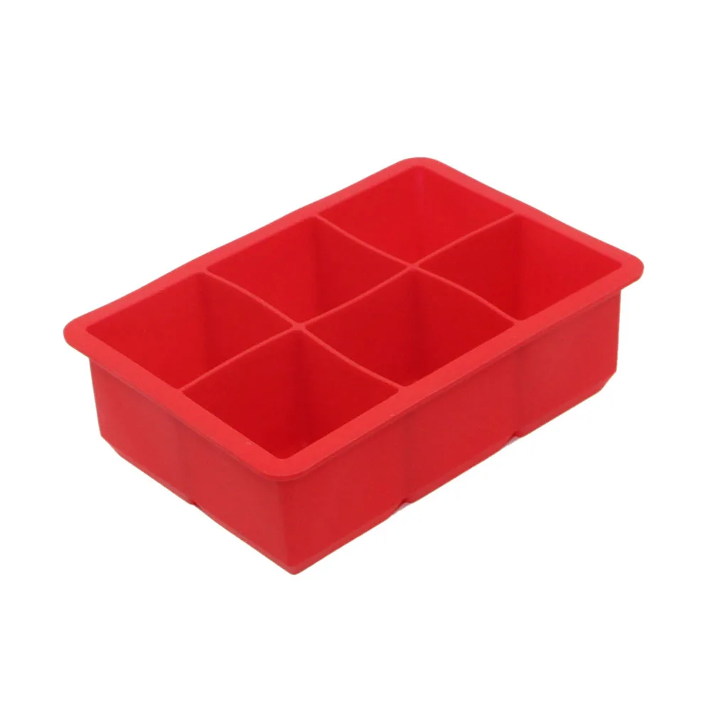 

6-Hole Food Grade Silicone Ice Cube Mold Whisky Ice Tray with Lid Square-shape DIY Ice Mold