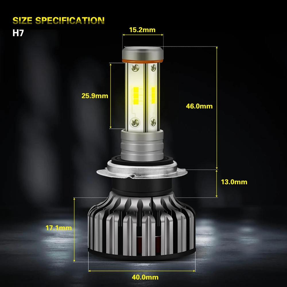 Автомобильные светодиодные 4 боковых CSP H7 фары BulbAuto Canbus 12000Lm 100 Вт H1 H11 9005/HB3 9006 3000K