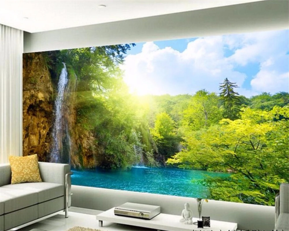 

Beibehang Custom wallpaper nature 3D waterfall landscape TV background mural living room bedroom decoration murals 3d wallpaper