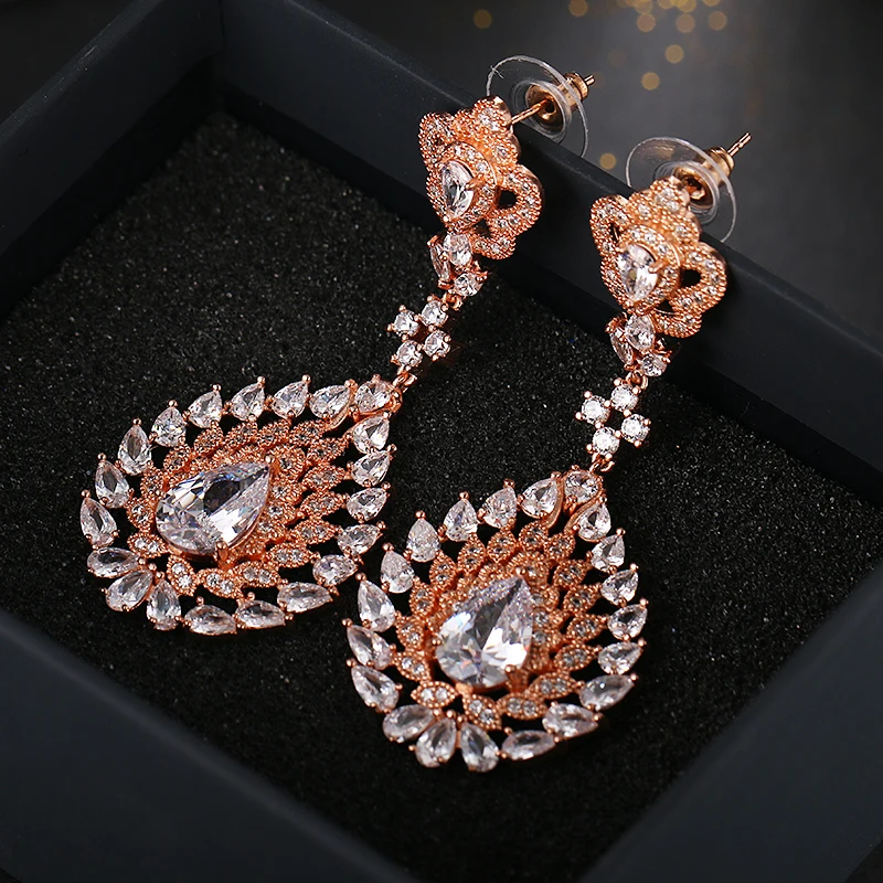 Женские длинные серьги подвески розовое золото|dangle earrings|long earringslong earrings for women |