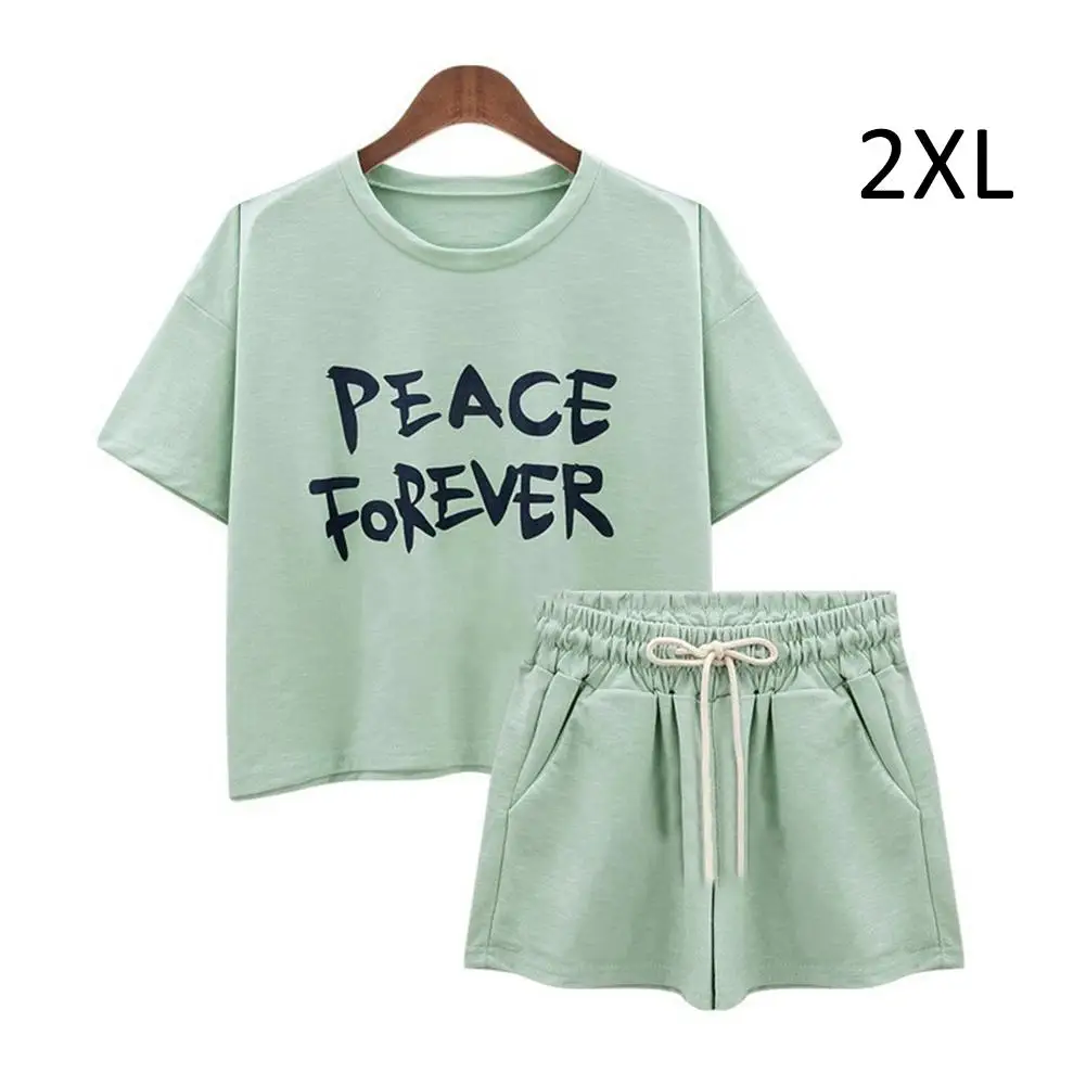 Новый летний женский спортивный костюм в Корейском стиле свободный с буквенным