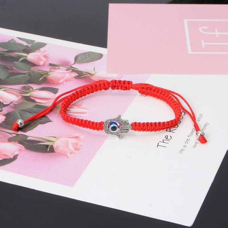 

Lucky Kabbalah Red String Hamsa Bracelets Blue Eye Fatima Hand Jewelry