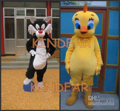 Hot sale 2014 Adult Tweety and Sylvester Mascot Costume Halloween Cartoon Party Outfits Fancy Dress | Тематическая одежда и