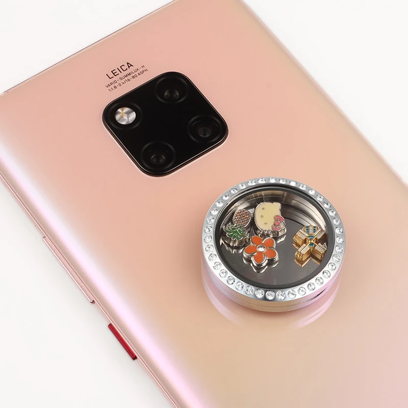 URSJEWELRY палочка плавающий медальон для мобильного телефона 30 мм нержавеющая сталь серебро жизни Медальоны памяти камень талисманы коробка для хранения