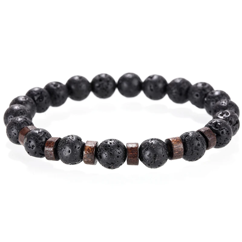 Natural Stone bracelet/beads/lava/natural/homme/fashion/bangles Bracelet Men Wooden bead Accessorie Jewelry male Valentine Gift | Украшения
