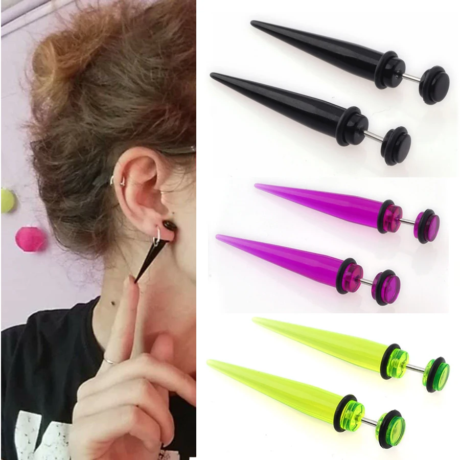 2pcs Punk Men Women Fake Ear Plugs Taper Gauges Expander Stretcher Piercing Earring Jewelry Faux Septum Tragu Pircing Bijoux